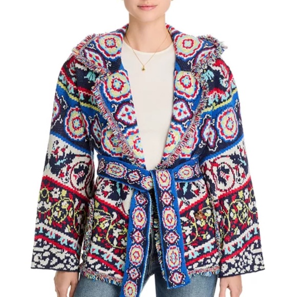Colorful Alanui Style Patterned Knit Cardigan - Picture 6 of 6